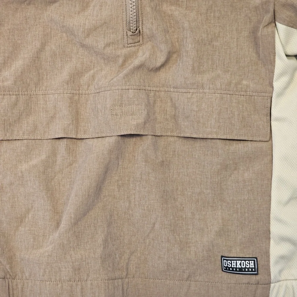 OshKosh B'gosh Boys Brown Heather Quarter ZipHooded Windbreaker Jacket Size 7/7A